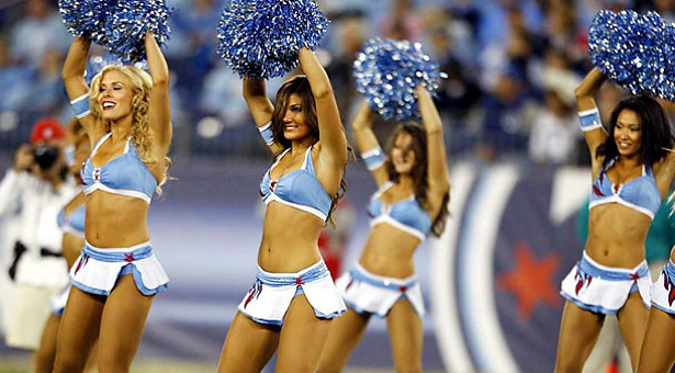 Tennessee Titans cheerleaders perform in the first half of a