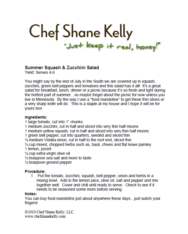 Chef Shane Kelly Summer Squash & Zucchini Salad