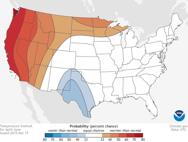 NOAA Spring Temperature Forecast - Spring Forecast for Williamson County