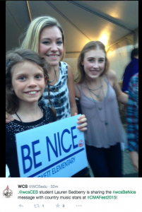 Lauren Sedberry at 2015 CMA Fest promoting BE NICE