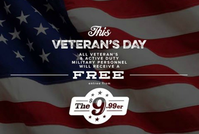 Local O'Charley's will Offer Free Meals to Veterans on Veterans Day