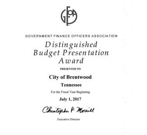 City of Brentwood Budget Award