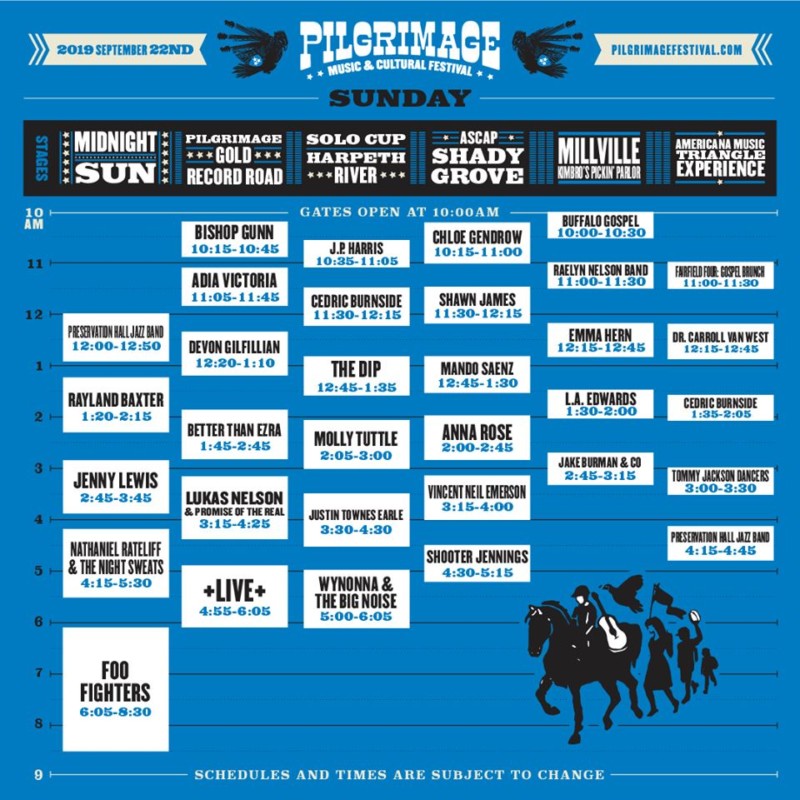 Pilgrimage Festival Releases Daily Schedules Williamson Source