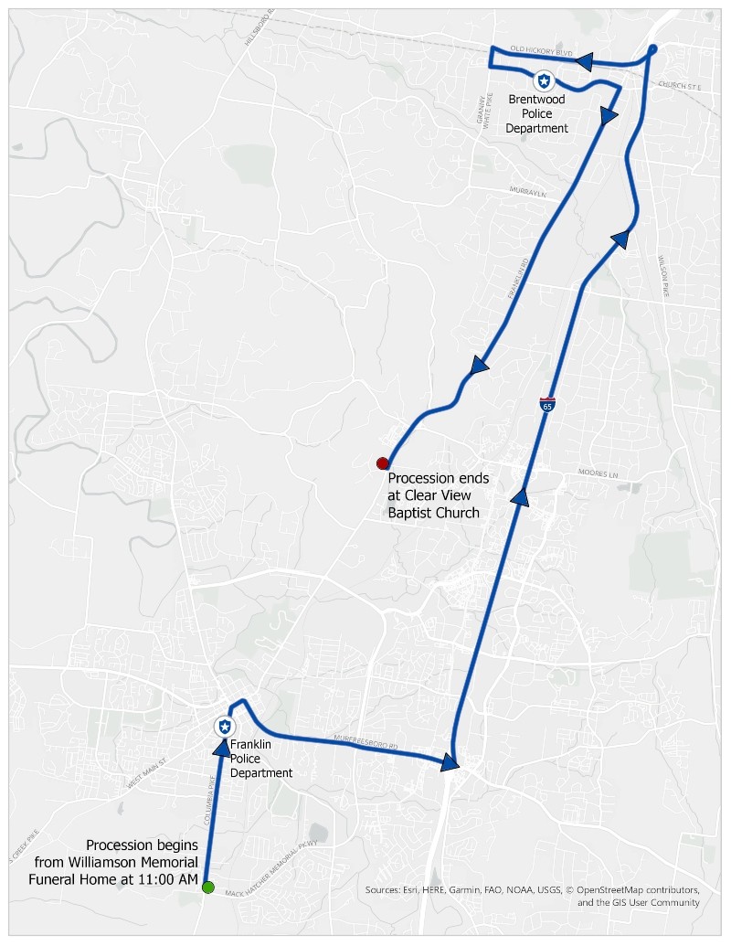 Officer Destin Legieza Procession Map