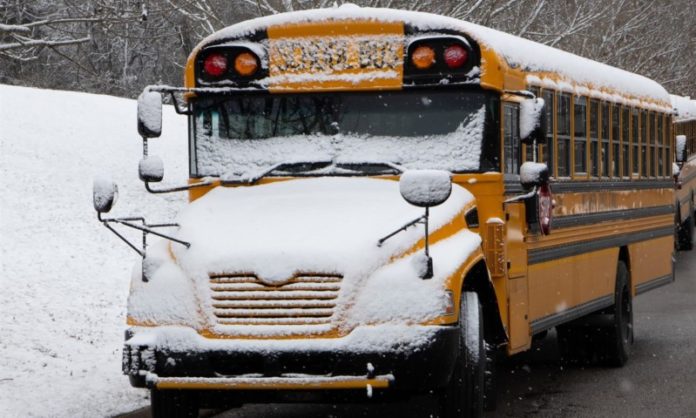 snowy bus