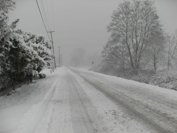 stock photo of icy road