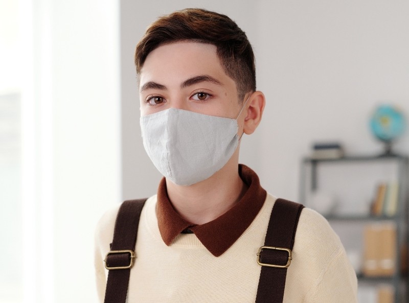 student wearing a mask