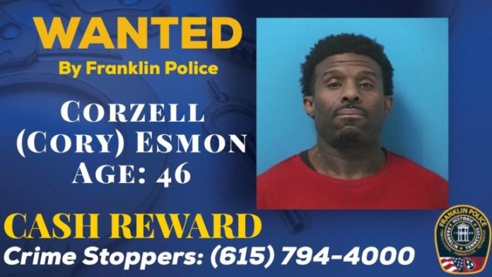 Wanted Corzell (Cory) Esmon; $1,000 cash reward for information