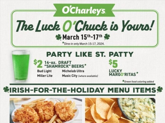 Double the Deals! Celebrate Pi Day & St. Patrick's Day at O'Charley's