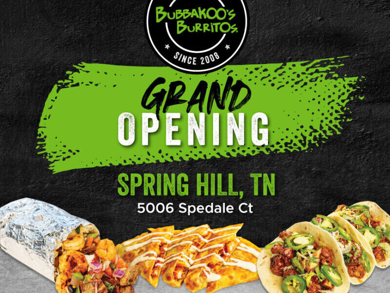 Bubbakoo's Burritos to Open in Spring Hill Williamson Source