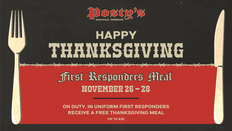 Posty's Bar and Jason Aldean's Kitchen + Rooftop Bar to Offeri Free  Thanksgiving Meals for First Responders - Williamson Source